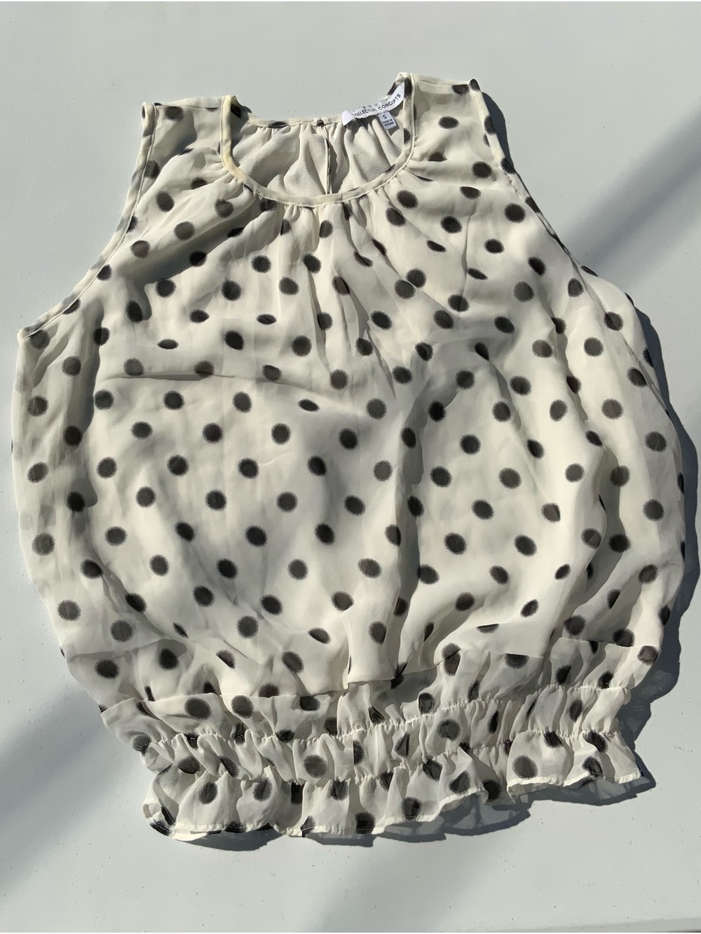 Collective Concepts Cream Blouse with Black Polka Dots